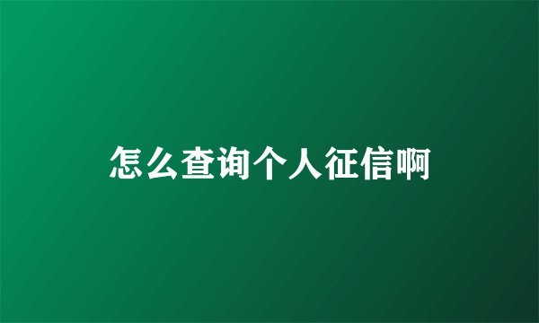 怎么查询个人征信啊
