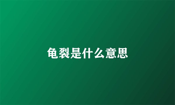 龟裂是什么意思