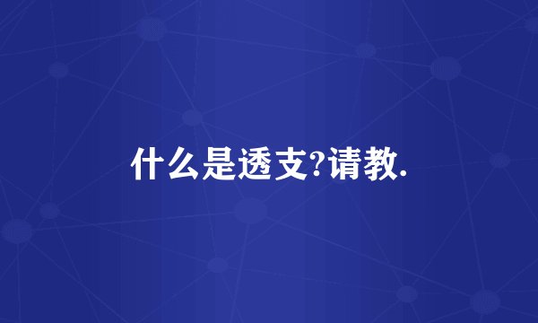 什么是透支?请教.
