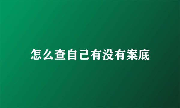 怎么查自己有没有案底