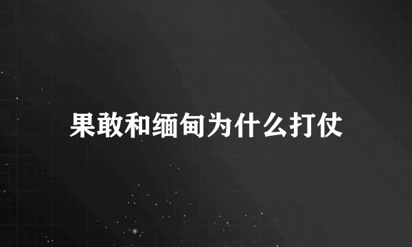 果敢和缅甸为什么打仗