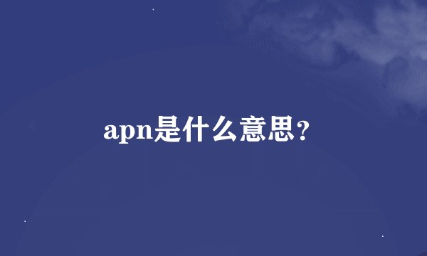 apn是什么意思？