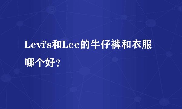 Levi's和Lee的牛仔裤和衣服哪个好？
