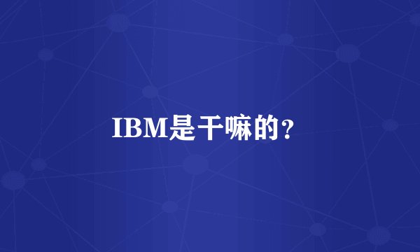 IBM是干嘛的？