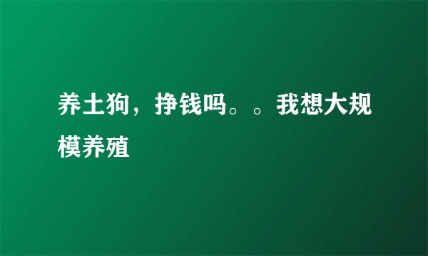 养土狗，挣钱吗。。我想大规模养殖