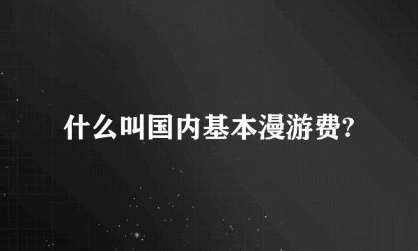什么叫国内基本漫游费?