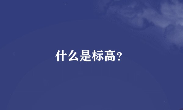 什么是标高？