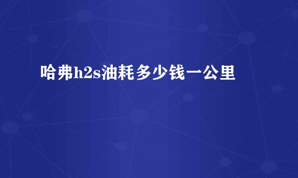 哈弗h2s油耗多少钱一公里