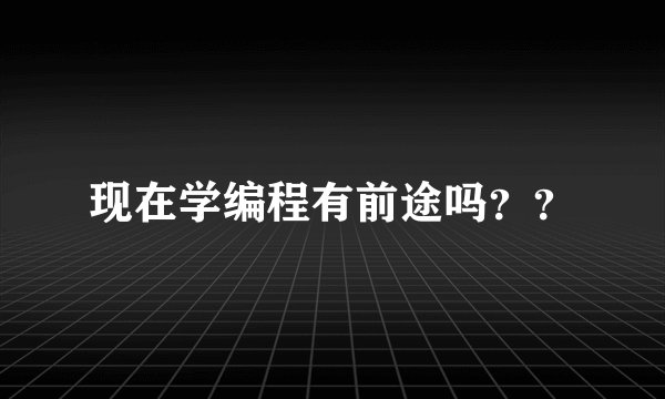 现在学编程有前途吗？？