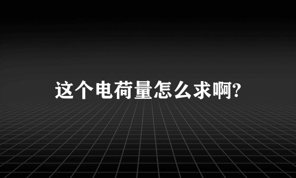 这个电荷量怎么求啊?