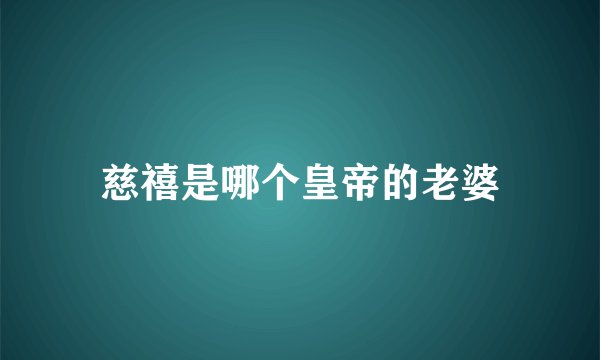 慈禧是哪个皇帝的老婆