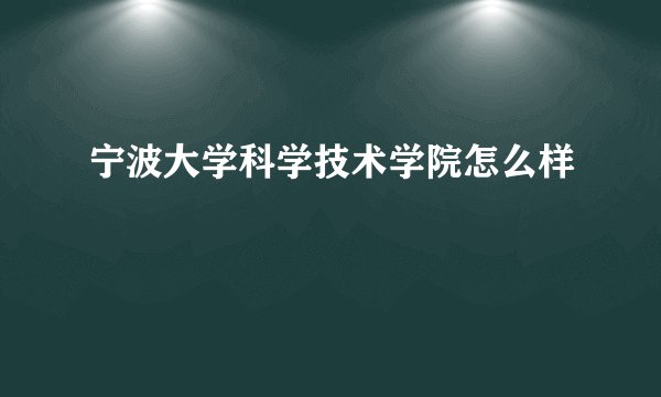 宁波大学科学技术学院怎么样