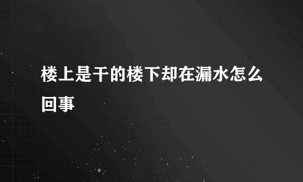 楼上是干的楼下却在漏水怎么回事