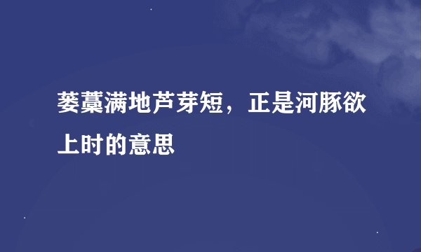 蒌藁满地芦芽短，正是河豚欲上时的意思