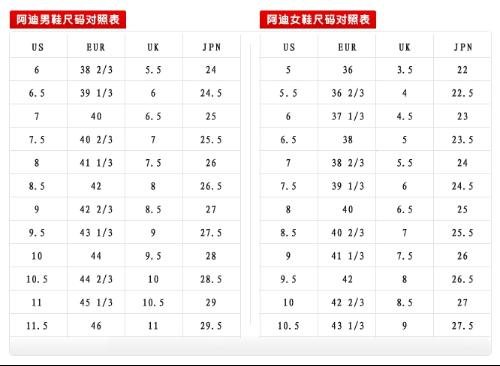 阿迪达斯鞋码？