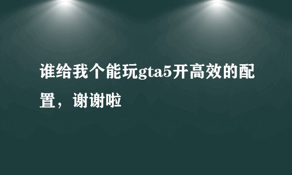 谁给我个能玩gta5开高效的配置，谢谢啦
