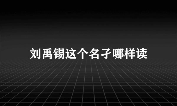 刘禹锡这个名孑哪样读