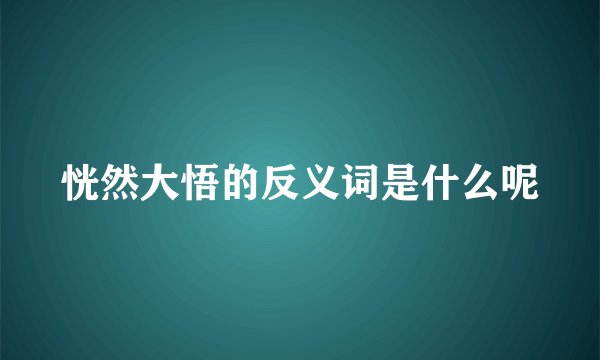 恍然大悟的反义词是什么呢