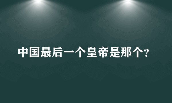 中国最后一个皇帝是那个？