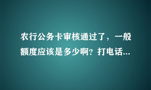 农行公务卡审核通过了，一般额度应该是多少啊？打电话问客服她不说
