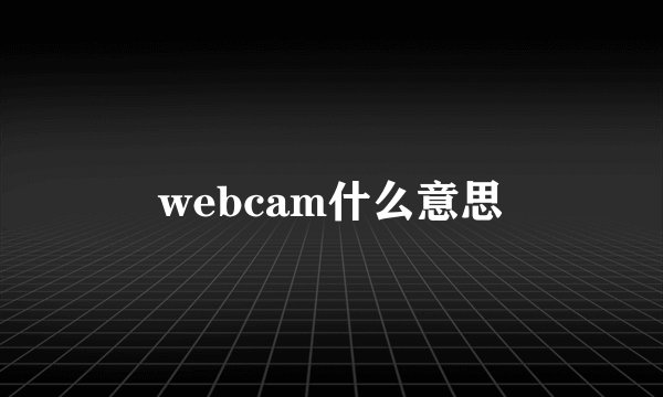 webcam什么意思