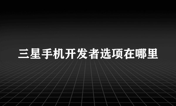 三星手机开发者选项在哪里