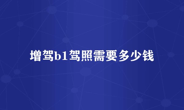 增驾b1驾照需要多少钱