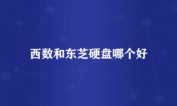 西数和东芝硬盘哪个好