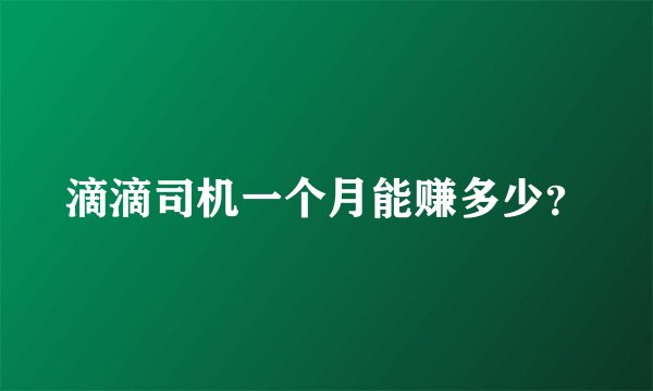 滴滴司机一个月能赚多少?