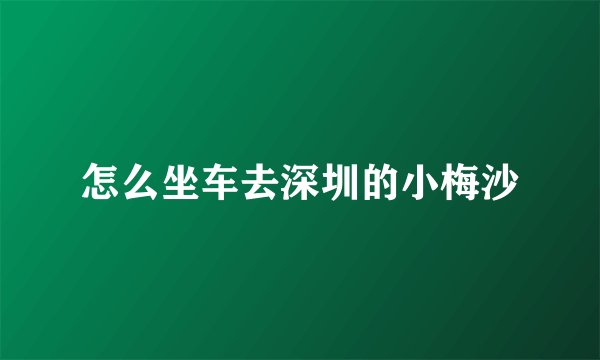 怎么坐车去深圳的小梅沙