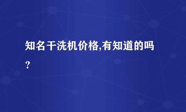 知名干洗机价格,有知道的吗？