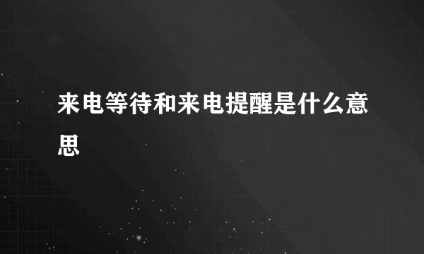 来电等待和来电提醒是什么意思