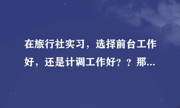 在旅行社实习，选择前台工作好，还是计调工作好？？那个前景好，薪酬比较好