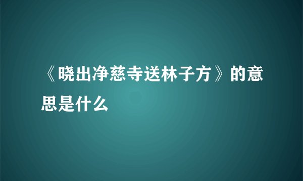 《晓出净慈寺送林子方》的意思是什么