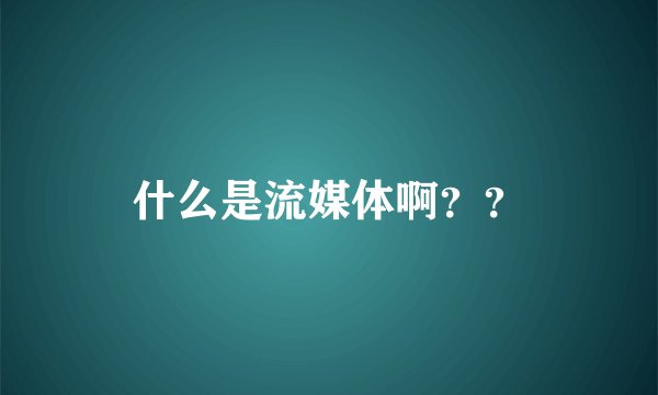 什么是流媒体啊？？