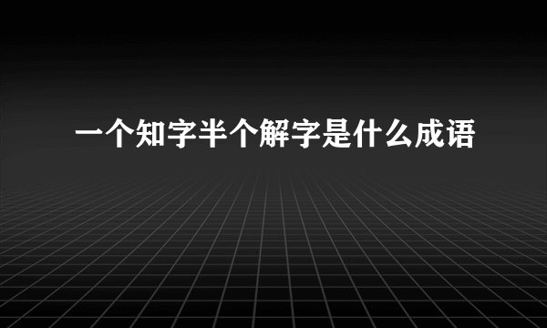 一个知字半个解字是什么成语