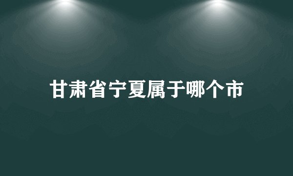 甘肃省宁夏属于哪个市