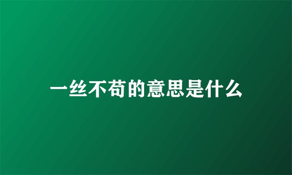 一丝不苟的意思是什么