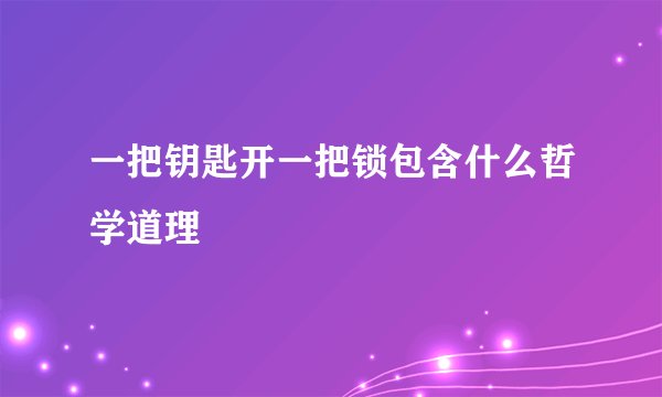 一把钥匙开一把锁包含什么哲学道理