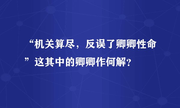 “机关算尽，反误了卿卿性命”这其中的卿卿作何解？