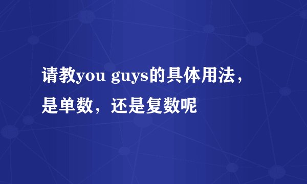 请教you guys的具体用法，是单数，还是复数呢