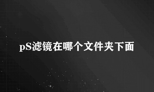 pS滤镜在哪个文件夹下面