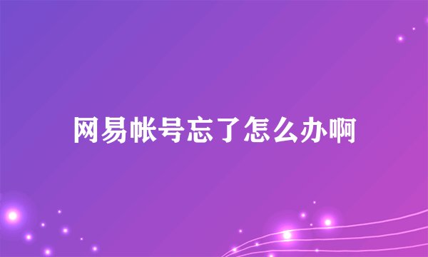 网易帐号忘了怎么办啊