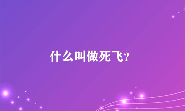 什么叫做死飞？