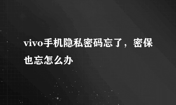 vivo手机隐私密码忘了,密保也忘怎么办