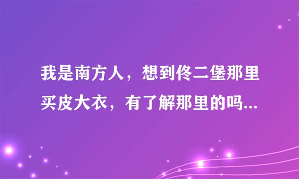 我是南方人，想到佟二堡那里买皮大衣，有了解那里的吗？介绍一下。