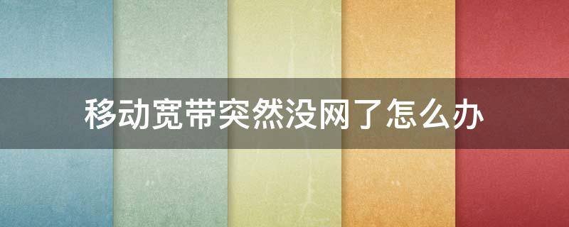 为什么移动宽带会突然没网了呢？