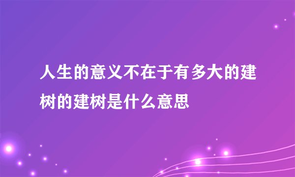 人生的意义不在于有多大的建树的建树是什么意思