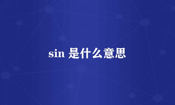 sin 是什么意思