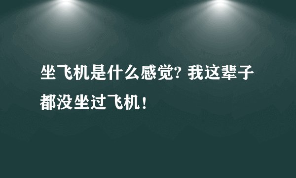 坐飞机是什么感觉? 我这辈子都没坐过飞机！